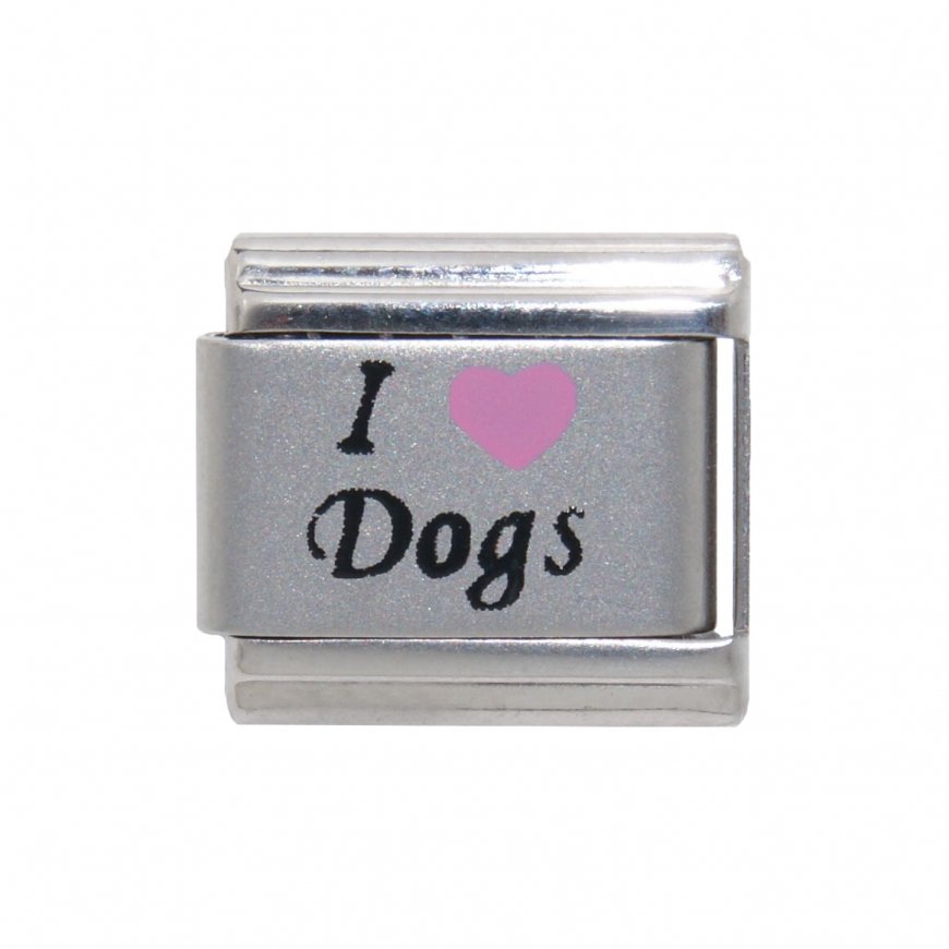 I love dogs - pink heart laser classic 9mm Italian charm - Click Image to Close