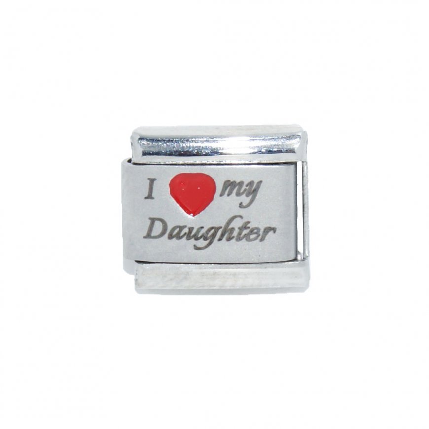 I love my daughter red heart laser - 9mm Italian charm - Click Image to Close