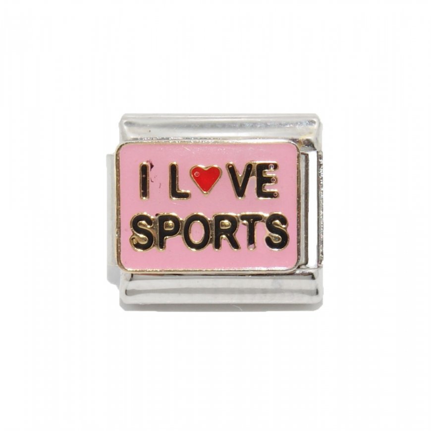 I love sports - Pink enamel 9mm Italian charm - Click Image to Close