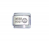Miss you! with sad face - laser 9mm Italian charm