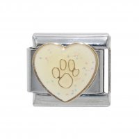 Sparkly Heart with Pawprint - April 9mm Italian charm