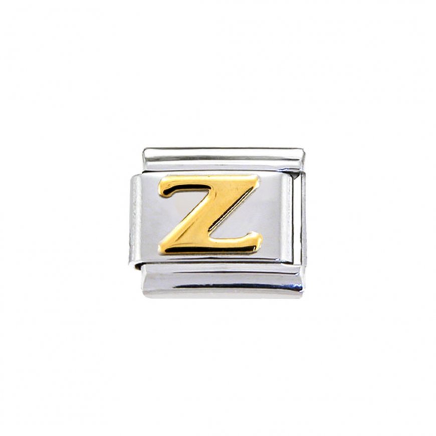 Gold colour Letter Z - 9mm Italian charm - Click Image to Close