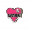 Sister in pink heart with stone 8mm floating locket charm