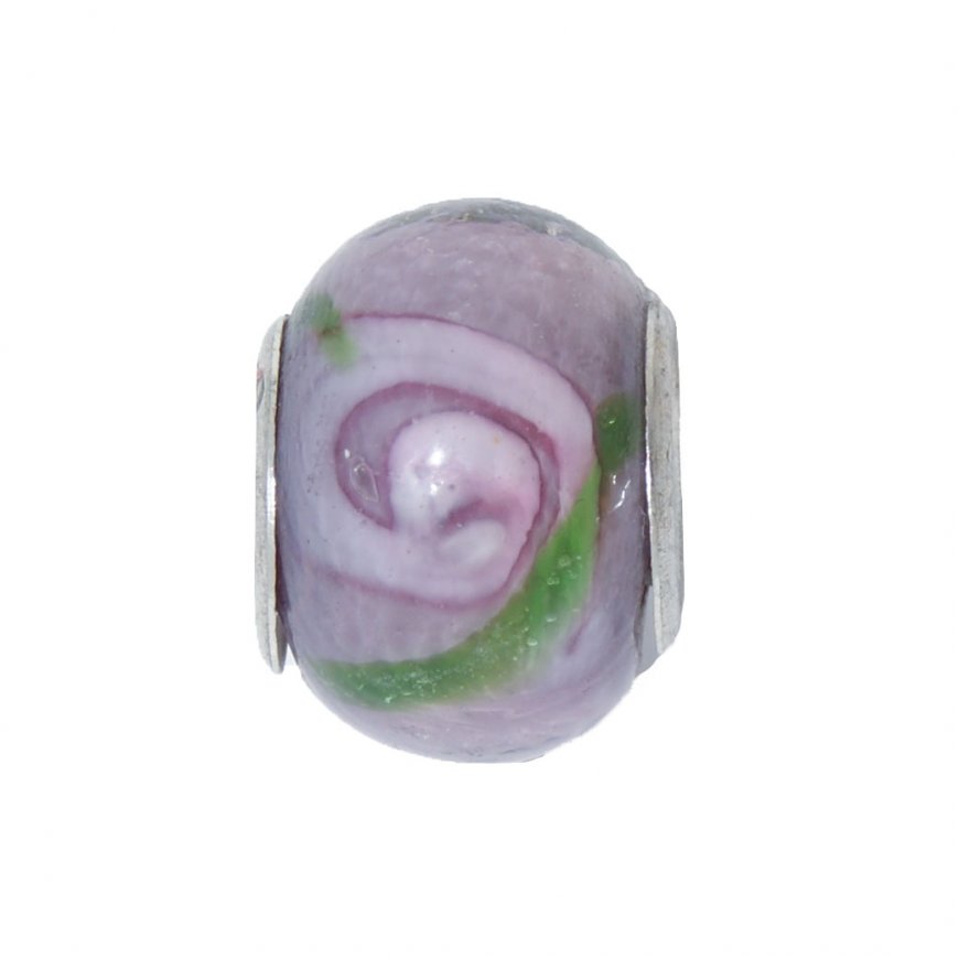 EB35 - Glass bead - Mauve and pink European bead charm - Click Image to Close