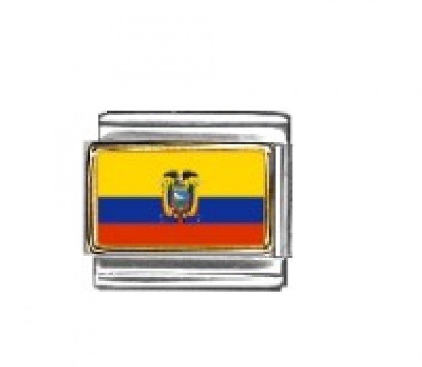 Flag - Ecuador photo enamel 9mm Italian charm - Click Image to Close