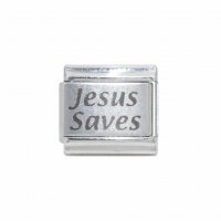 Jesus saves - 9mm plain Laser Italian Charm