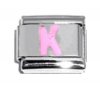 Pink Letter K - 9mm Italian charm