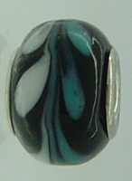 EB287 - Black, turquoise and white bead