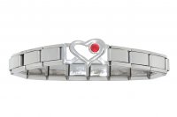 Small Open Heart link bracelet 9mm Italian charm - July