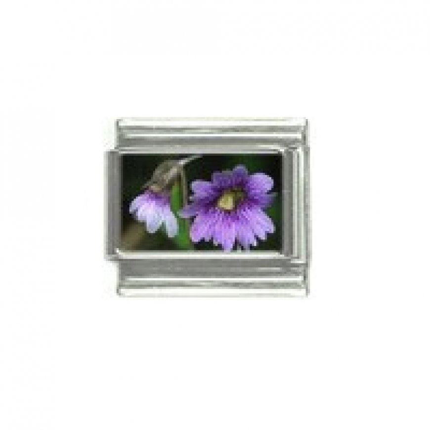 Purple violets - Flower photo - 9mm Italian charm - Click Image to Close
