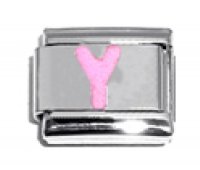 Pink Letter Y - 9mm Italian charm