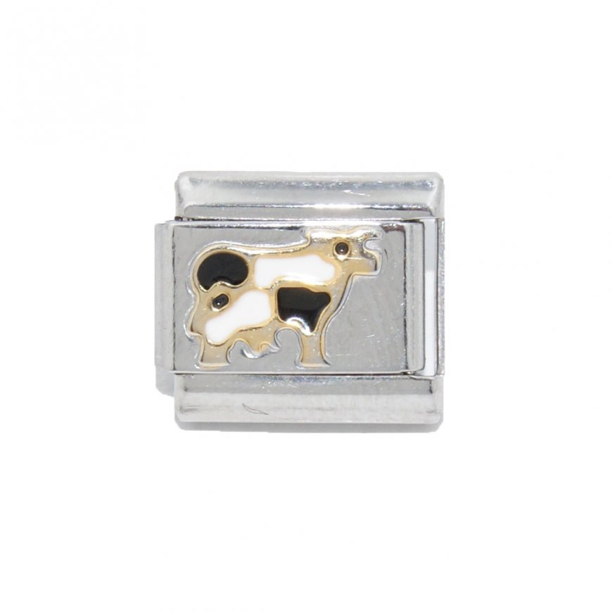 Cow - enamel 9mm Italian charm - Click Image to Close