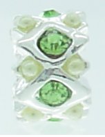 EB365 - Silver plated bead with green stones (1) - Click Image to Close