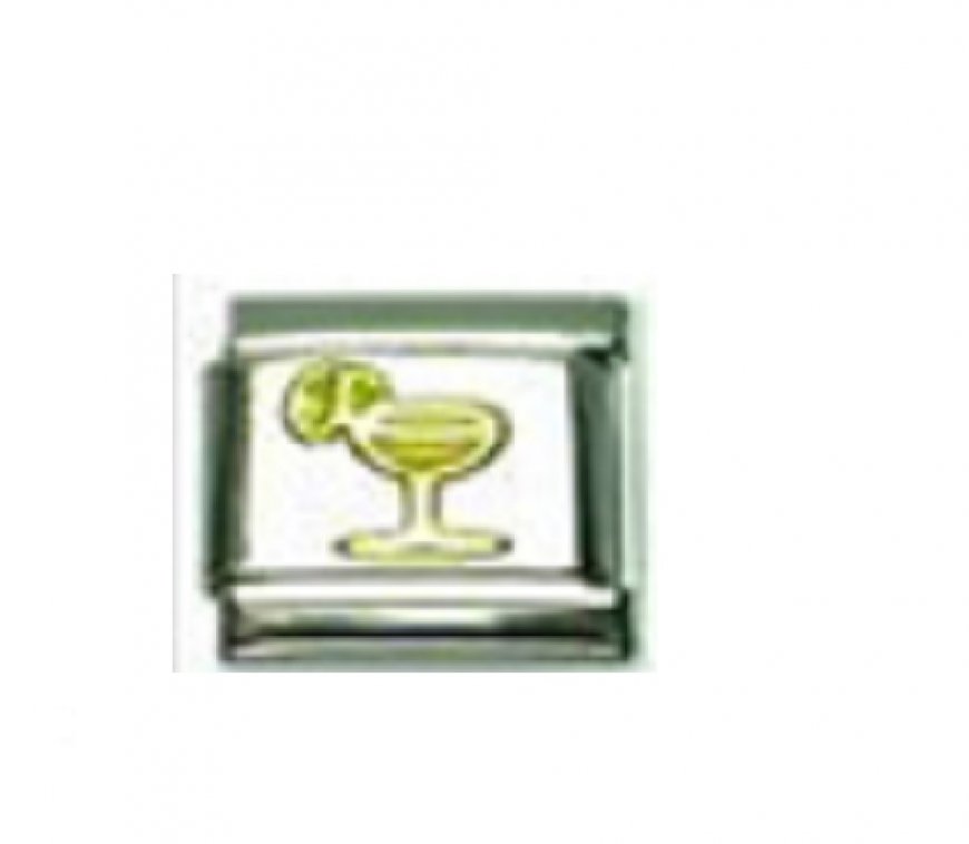 Margarita glass (b) - enamel 9mm Italian charm - Click Image to Close