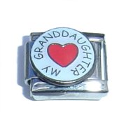 Love my Granddaughter (b) - red heart enamel 9mm Italian charm
