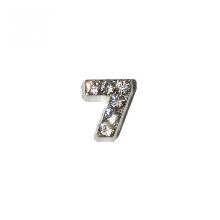 Number 7 with stones 7mm floating locket charm - Click Image to Close