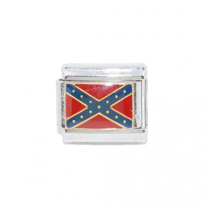 Flag - Confederate flag - enamel 9mm Italian charm - Click Image to Close