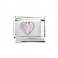 Pink pearl heart - 9mm Italian Charm