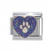 Sparkly Heart with Pawprint - February 9mm Italian charm