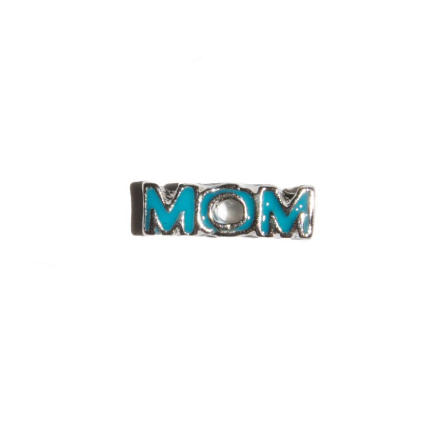 Mom blue 8mm floating locket charm - Click Image to Close