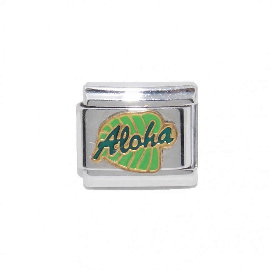 Aloha - Hawaii - enamel 9mm Italian charm - Click Image to Close
