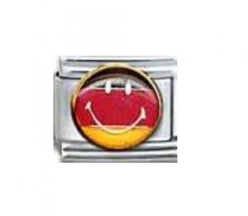 Flag - Germany smiley face enamel 9mm Italian charm - Click Image to Close