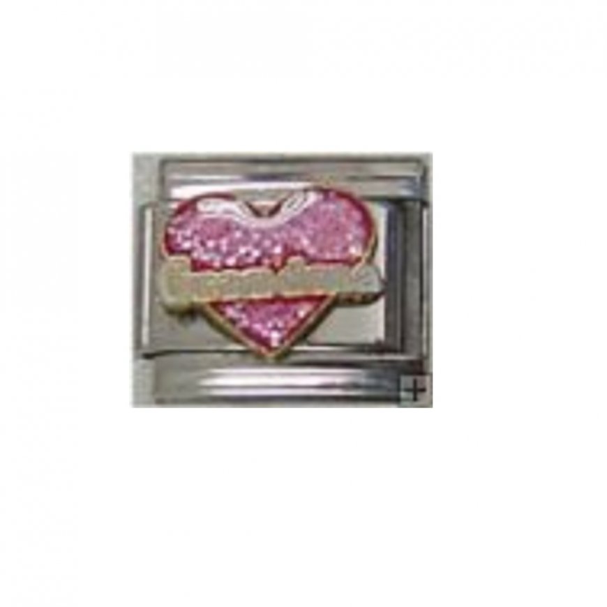 Grandma in pink heart - Enamel 9mm Italian charm - Click Image to Close