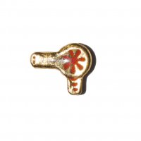 Hairdryer gold and red 7mm floating locket charm