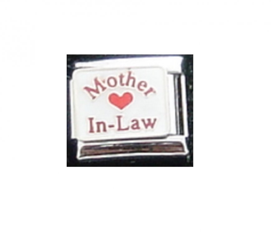 Mother in Law with red heart - enamel 9mm Italian charm - Click Image to Close