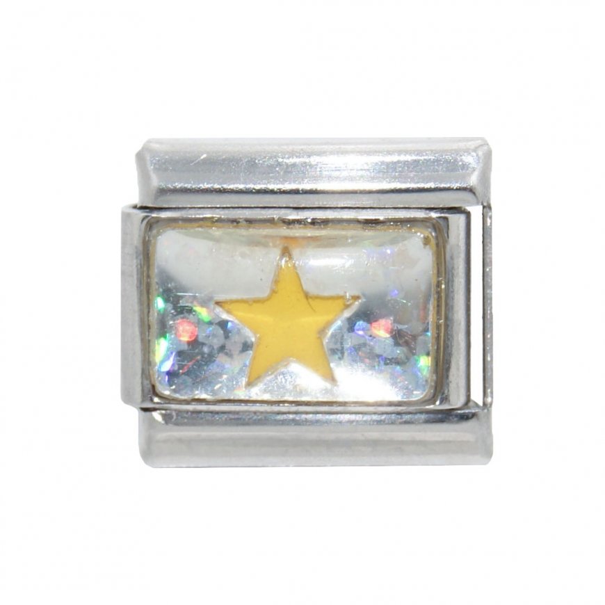 November - Birthmonth star silvery background 9mm Italian charm - Click Image to Close