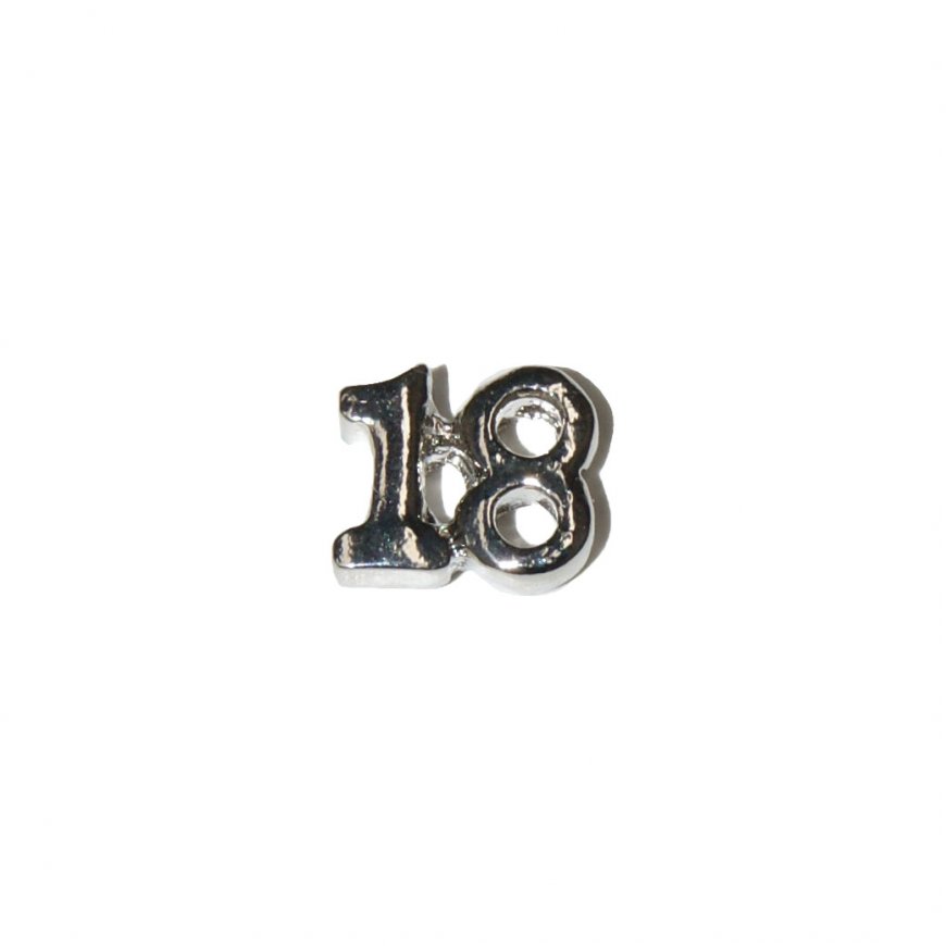 18 silvertone birthday 7mm floating charm - Click Image to Close