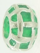 EB393 - Green and silver bead - Click Image to Close