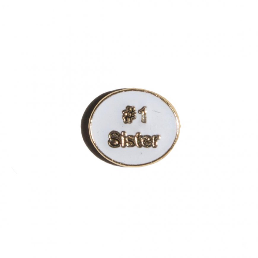 No 1 sister white background 7mm floating locket charm - Click Image to Close