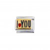 I love you - goldtone enamel 9mm italian charm