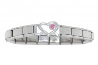 Small Open Heart link bracelet 9mm Italian charm - June