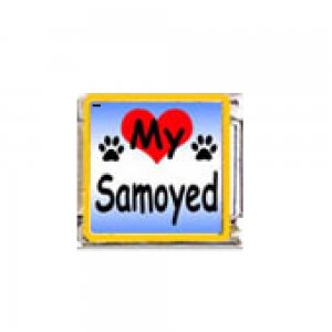 Love my Samoyed - dog - enamel 9mm Italian charm