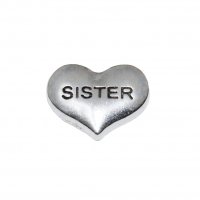 Sister silvertone heart 9mm floating locket charm