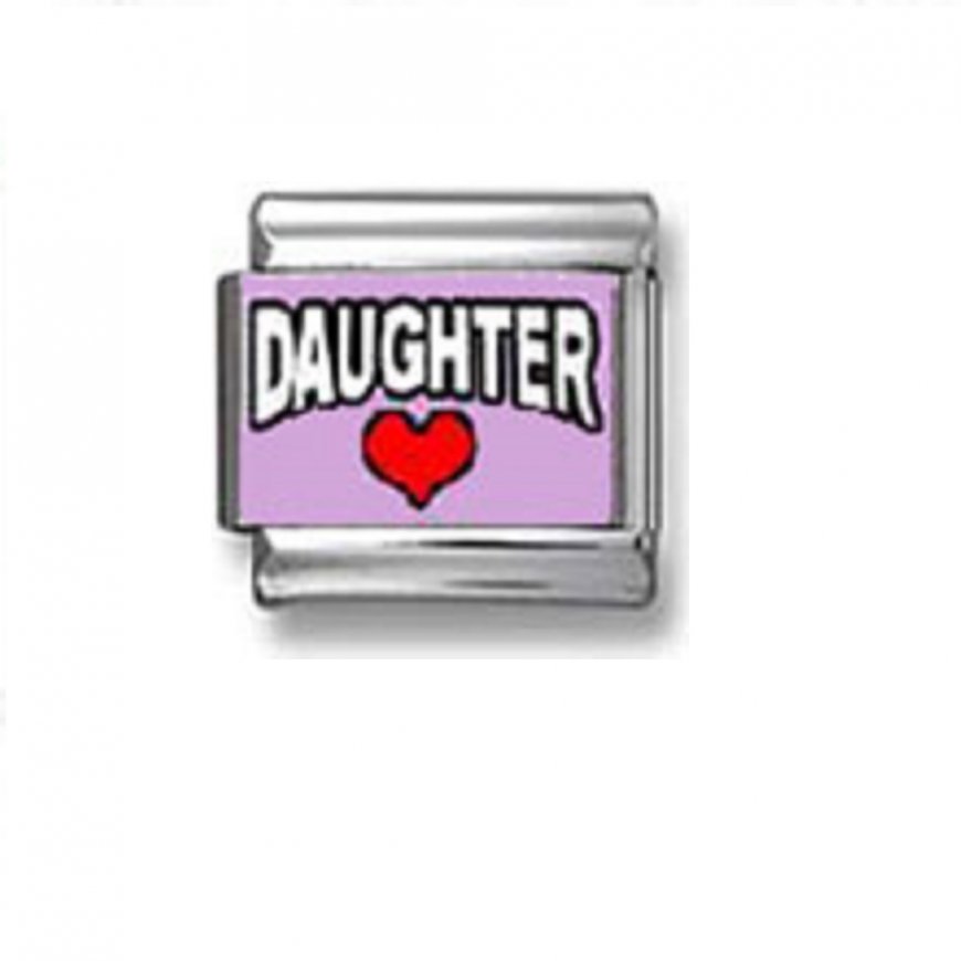 Daughter with heart Purple - photo 9mm Italian charm - Click Image to Close