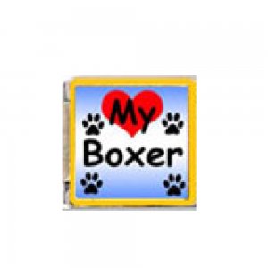 Love my Boxer - dog - enamel 9mm Italian charm
