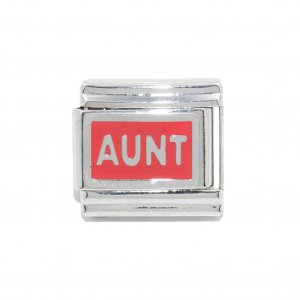 Aunt - silver and red enamel 9mm Italian charm