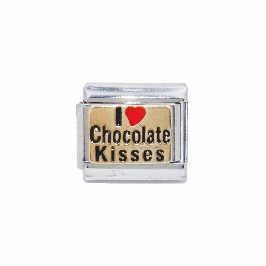 I Love chocolate kisses - Enamel 9mm Italian Charm - Click Image to Close