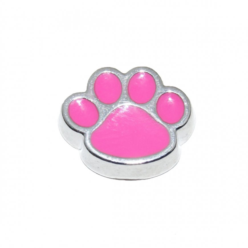 Pink Pawprint 9mm floating charm - fits living memory locket - Click Image to Close