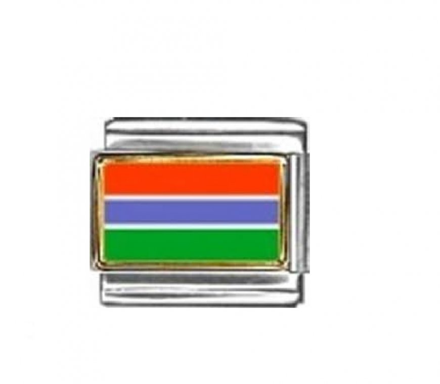 Flag - Gambia photo enamel 9mm Italian charm - Click Image to Close
