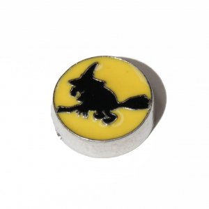 Witch Charm on yellow background - Halloween 7mm floating locket