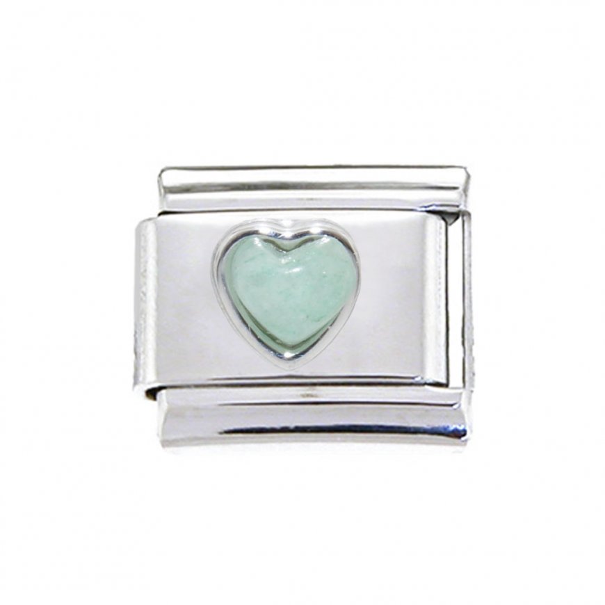 Jade pearl heart - 9mm Italian Charm - Click Image to Close