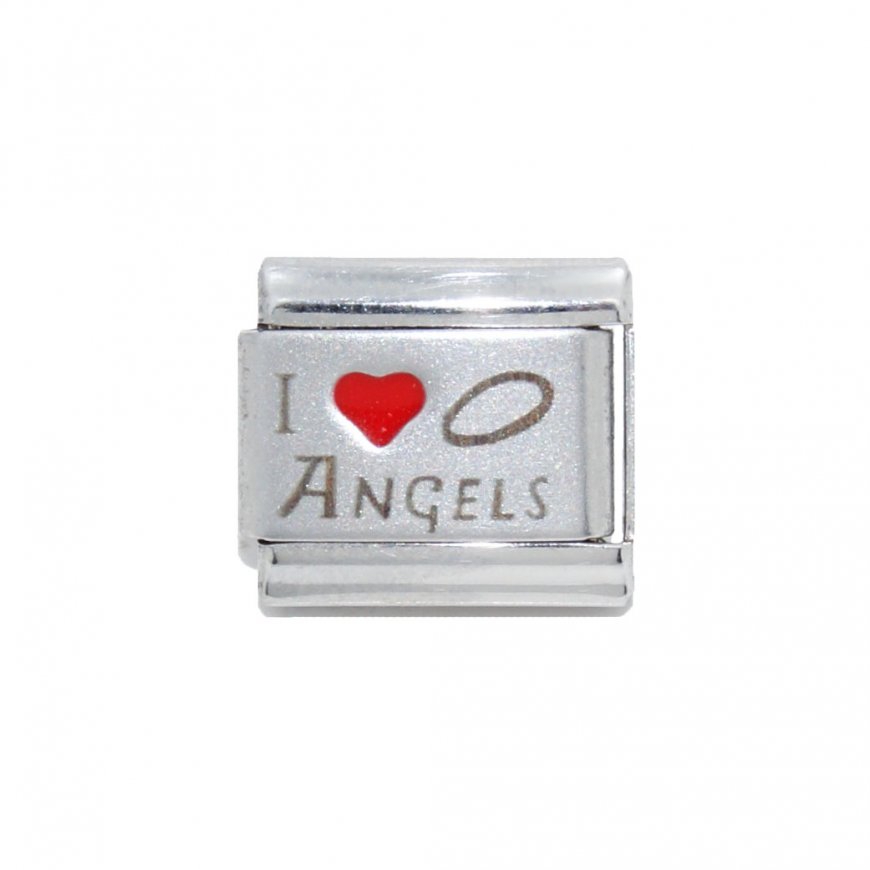 I love angels - red heart laser 9mm Italian charm - Click Image to Close