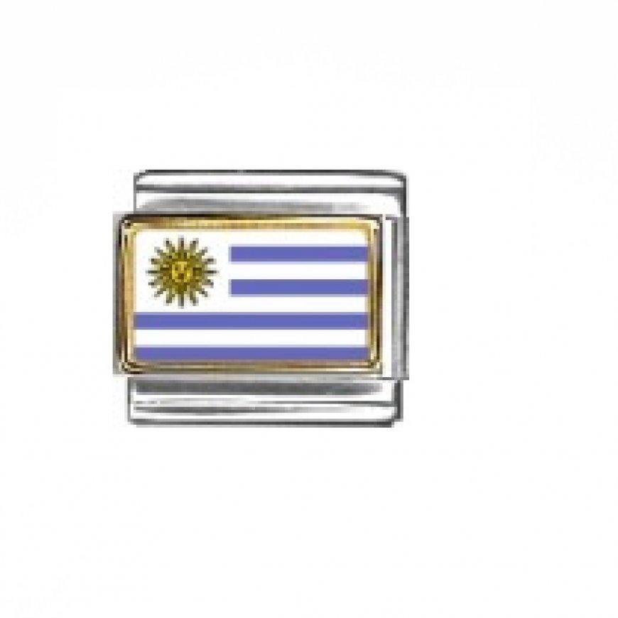 Flag - Uruguay photo enamel 9mm Italian charm - Click Image to Close