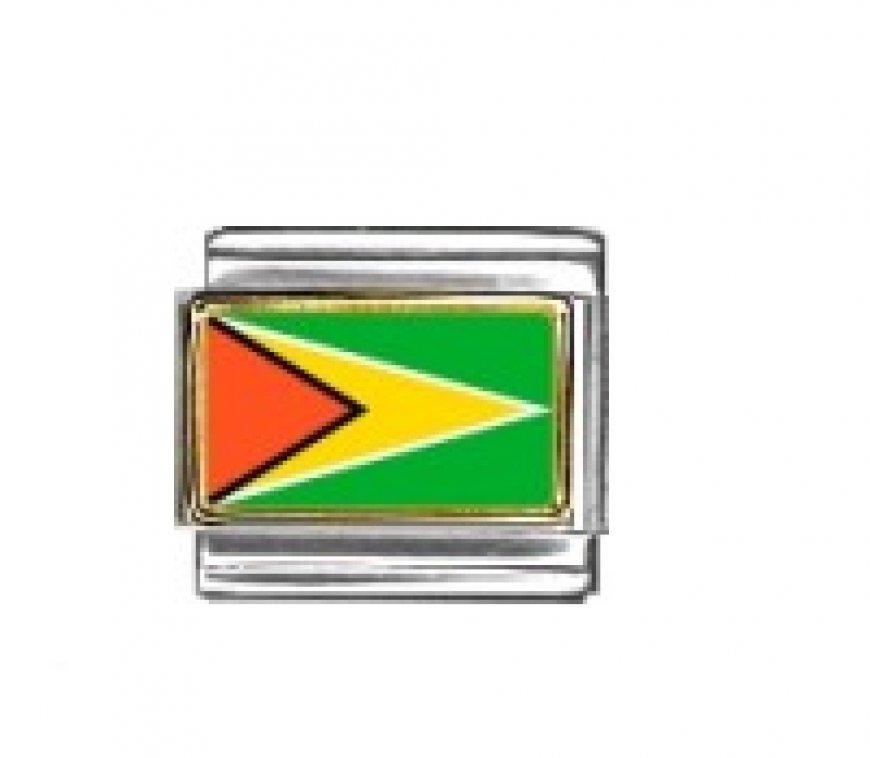 Flag - Guyana photo enamel 9mm Italian charm - Click Image to Close