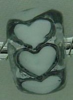 EB170 - Bead with white hearts