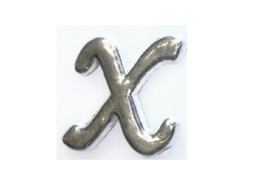 Silvertone flat letter X - floating memory locket charm - Click Image to Close